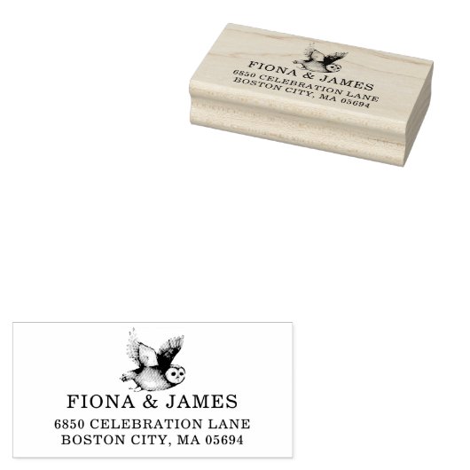 Woodland Owl Return Address Rubberstempel (Gestempeld)