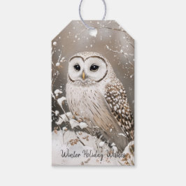 Woodland Owl Winter Christmas Cadeaulabel