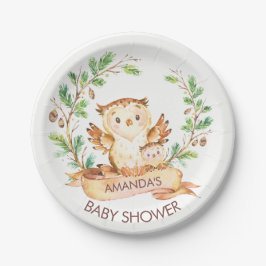 Woodland OWLS Baby shower 7" Bord