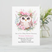 Woodland Owl's Enchanted Bloemenmeisje Baby shower Kaart (Staand voorkant)