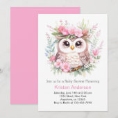 Woodland Owl's Enchanted Bloemenmeisje Baby shower Kaart (Voorkant / Achterkant)