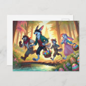 Woodland Paasavontuur - vreugdevolle eierjacht Feestdagenkaart (Voorkant / Achterkant)