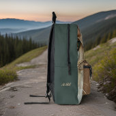 Woodland paddenstoelen door een cameralens monogra bedrukte rugzak