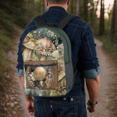 Woodland paddenstoelen door een cameralens monogra bedrukte rugzak