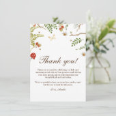 Woodland paddenstoelen genderneutraal baby shower bedankkaart (Staand voorkant)