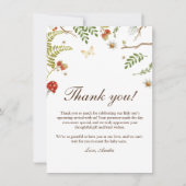 Woodland paddenstoelen genderneutraal baby shower bedankkaart (Voorkant)