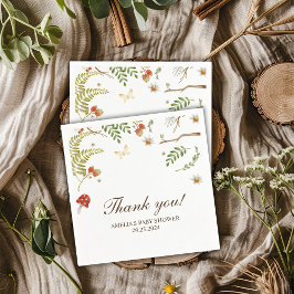 Woodland paddenstoelen genderneutraal baby shower servet