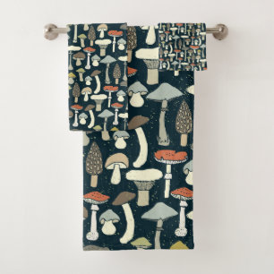 Woodland Paddestoelen Patroon Rustiek Bad Handdoek