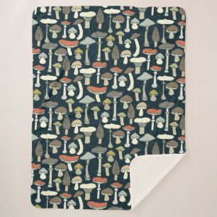 Woodland Paddestoelen Patroon Rustiek Sherpa Deken