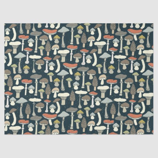Woodland Paddestoelen Patroon Rustiek Tissuepapier (Voorkant)