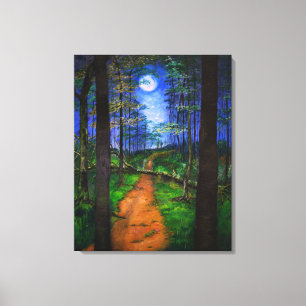 Woodland Painting - Moonlit Abandon Canvas Afdruk