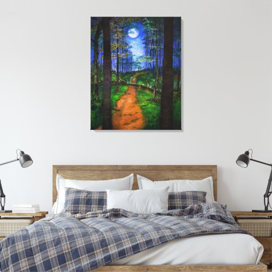 Woodland Painting - Moonlit Abandon Canvas Afdruk (Insitu (Slaapkamer))