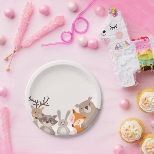 Woodland Paper Borden Baby shower Dieren Fox beer Papieren Bordje (Feest)