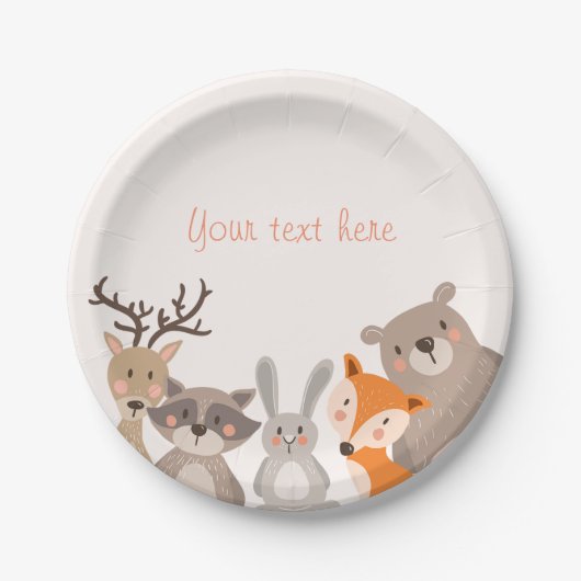 Woodland Paper Borden Baby shower Dieren Fox beer Papieren Bordje (Voorkant)