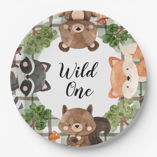 Woodland Paper Plates Wild One Plates Papieren Bordje (Voorkant)