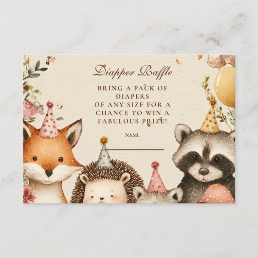 Woodland Party Animals Baby shower Informatiekaartje (Voorkant)