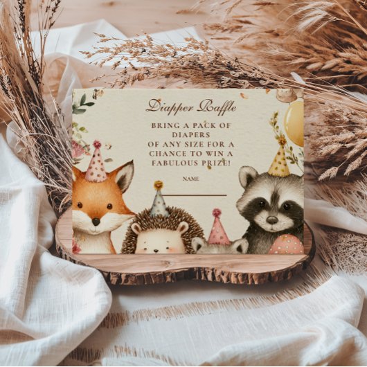 Woodland Party Animals Baby shower Informatiekaartje