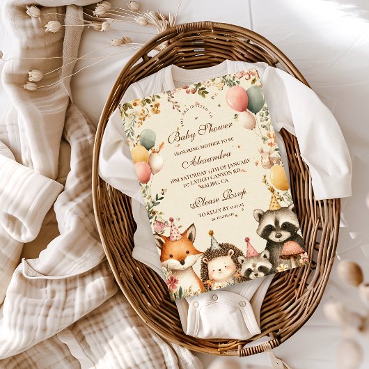 Woodland Party Animals Baby shower Kaart