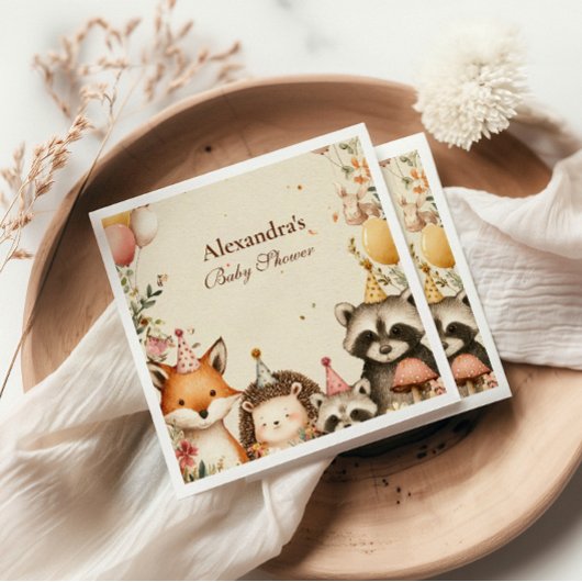 Woodland Party Animals Baby shower Servet