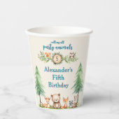 Woodland Party Animals Verjaardag Blue Party Papieren Bekers (Voorkant)