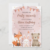 Woodland Party Animals Verjaardag Forest Animal Gi Kaart (Voorkant)