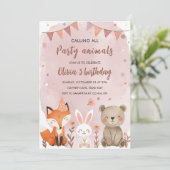 Woodland Party Animals Verjaardag Forest Animal Gi Kaart (Staand voorkant)