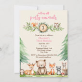 Woodland Party Animals Verjaardagsfeestje Uitnodig Kaart (Voorkant)