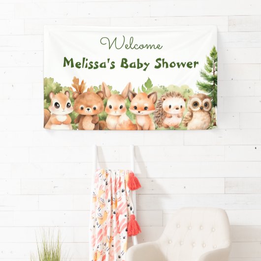 Woodland Party Baby shower Welkom Spandoek (Insitu)
