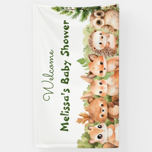 Woodland Party Baby shower Welkom Spandoek (Verticaal)