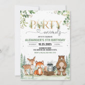 Woodland Party Creatures Thema Verjaardag Kaart (Voorkant)