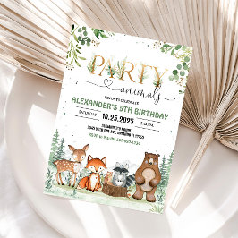 Woodland Party Creatures Thema Verjaardag Kaart