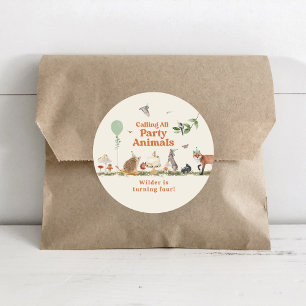 Woodland Party Dieren Neutraal Verjaardagsfeest Ronde Sticker