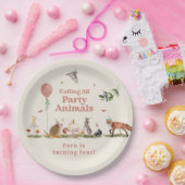 Woodland Party Dieren Roze Verjaardagsfeest Papieren Bordje (Feest)
