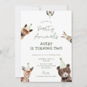 Woodland Party Dieren Verjaardag Kaart (Voorkant)