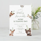 Woodland Party Dieren Verjaardag Kaart (Staand voorkant)