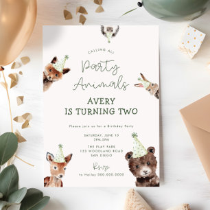 Woodland Party Dieren Verjaardag Kaart