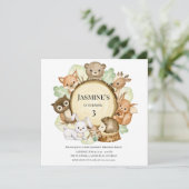 Woodland party Dieren Verjaardag Uitnodiging (Staand voorkant)