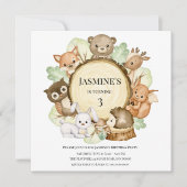Woodland party Dieren Verjaardag Uitnodiging (Voorkant)