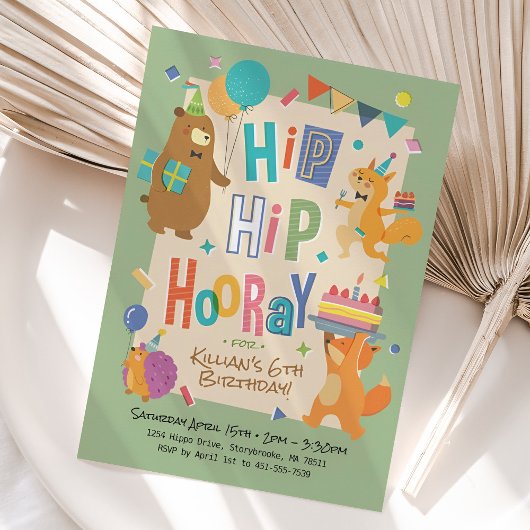 Woodland Party Dieren Verjaardagsfeest Kaart