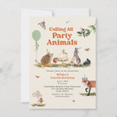 Woodland Party Dieren Verjaardagsfeest Kaart (Voorkant)