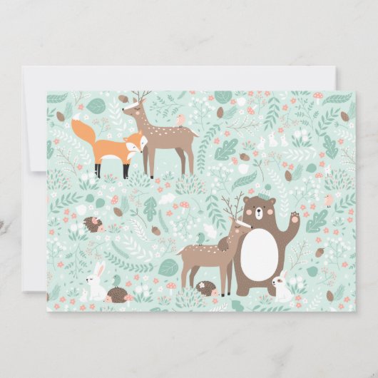 Woodland Party Eerste Verjaardag Uitnodiging (Achterkant)