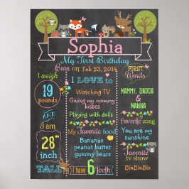 Woodland Party poster voor eerste verjaardag