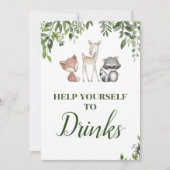 Woodland Party Sign - Drink station teken 5x7 Kaart (Voorkant)