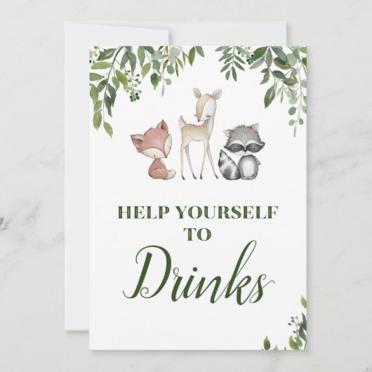 Woodland Party Sign - Drink station teken 5x7 Kaart (Voorkant)