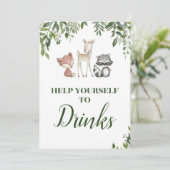 Woodland Party Sign - Drink station teken 5x7 Kaart (Staand voorkant)