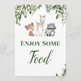 Woodland Party Sign - geniet van wat eten teken 5x Kaart