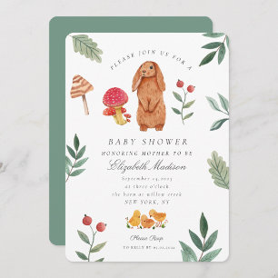 Woodland Pasen Waterverf Bunny Baby shower Kaart