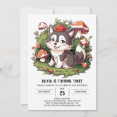 Woodland Pastel Digitale Wolf Verjaardag Kaart (Voorkant)