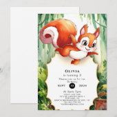 Woodland Pastel Eekhoorn Verjaardag Kaart (Voorkant / Achterkant)