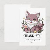 Woodland Pastel Wolf Baby shower Bedankkaart (Voorkant / Achterkant)